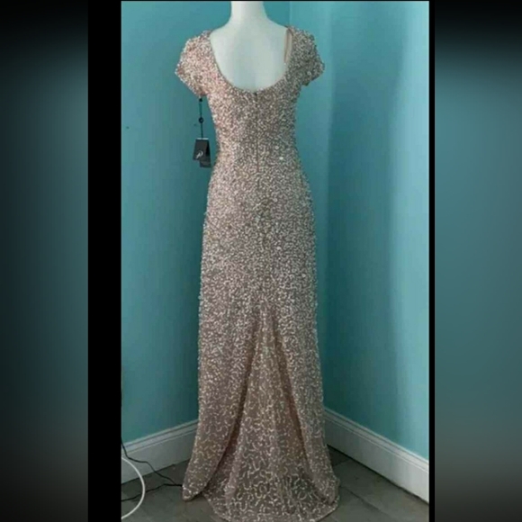 NEW STUNNING ADRIANNA PAPELL SEQUIN SCOOP BACK GOWN - Picture 2 of 7